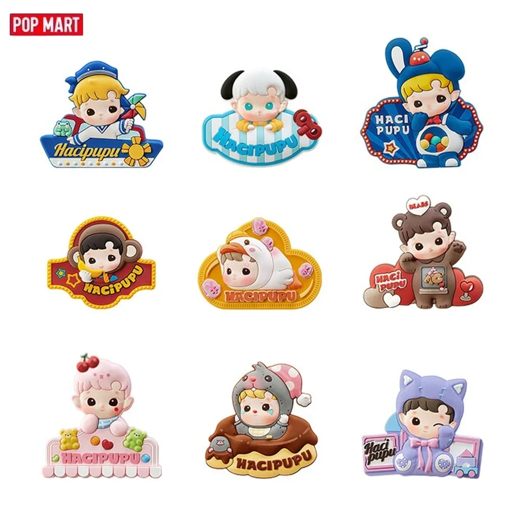 POP MART HACIPUPU ซีรีส์เครื่องเดินทางในเวลาแบบหมุนได้ - ตัวหนีบซิลิโคนติดตู้เย็น กล่องสุ่ม ของตกแต่งน่ารัก