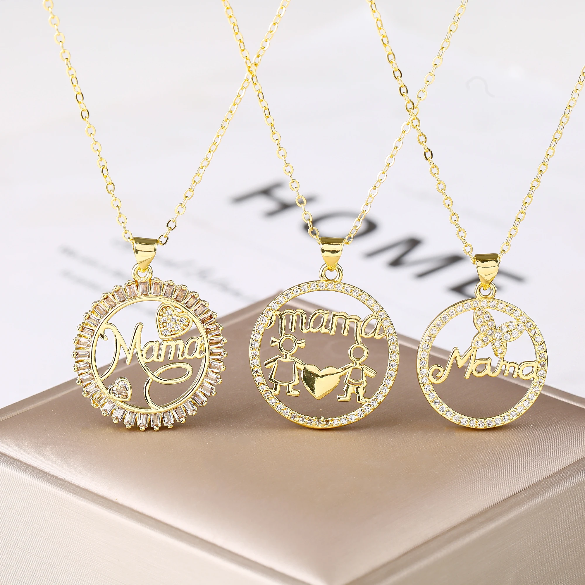 Collar con colgante de circonita brillante para mujer, cadena de clavícula, joyería de lujo de alta calidad con forma redonda, regalos para el día de la madre