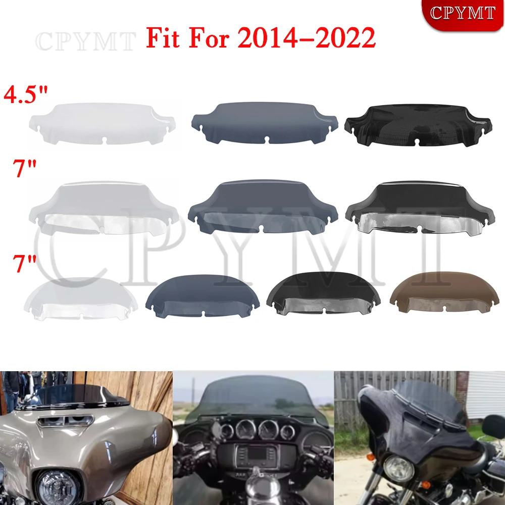 

4,5 ''7 "лобовое стекло черный/дымчатый/прозрачный/чайный дефлектор лобового стекла мотоцикла подходит для Harley Touring Electra Street Glide 2014-Up