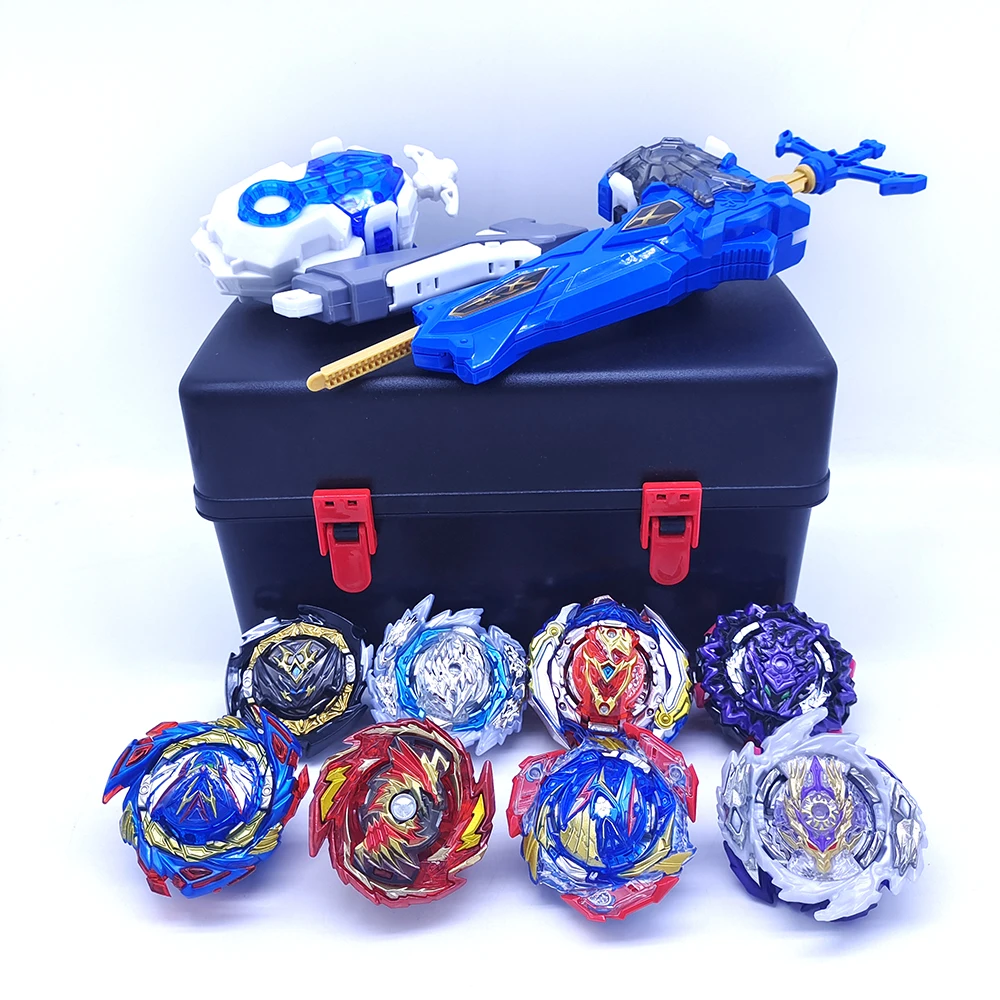 8x Blayblade Burst Gyro Toys Set with Launchers Grip Storage Box Case Battle Starter Metal Spinning Top Starter Bley Bley