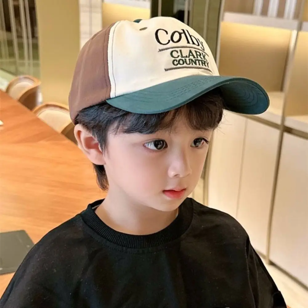 Summer Kids Baseball Hat Letter Embroidery  Peaked Cap for Boys Girls Solid Color Children Adjustable Sun Hats