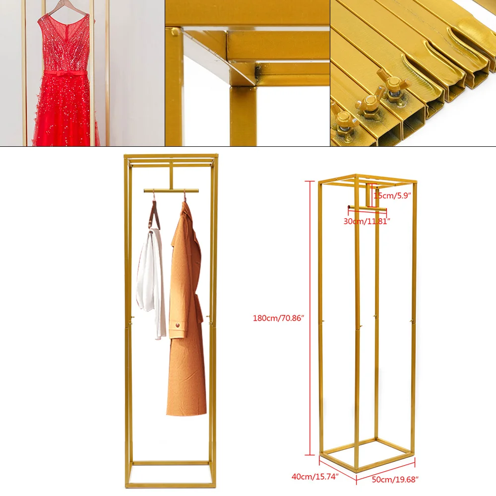 1.8m Garment Display Stand Metal Gold Coat Rack Boutique Dress and Clothes Hanger to Store Clothes