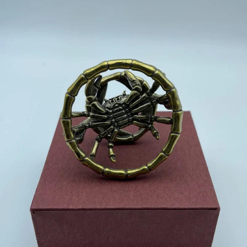 Brass Distressed Creative Bamboo Cage Crab Office Desktop Tea Ornaments Tea Set Crafts Small Ornaments Gift Box