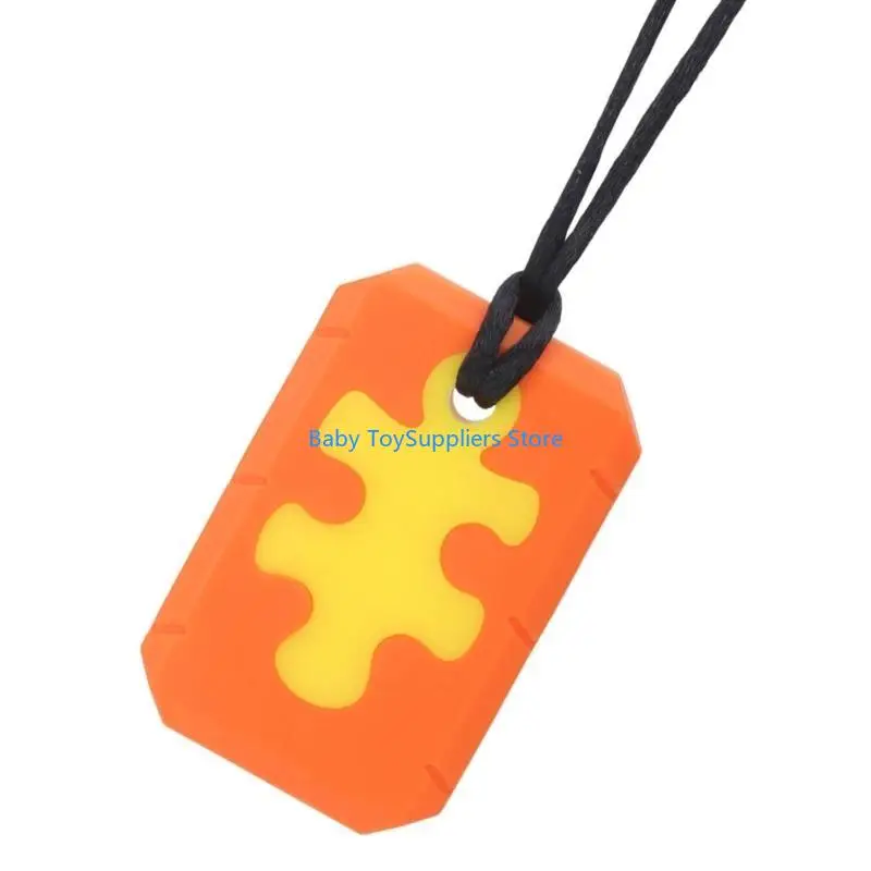 

R1WF Silicone Teething Necklace for Baby Adjustable Length Baby Teether Soothing Toy