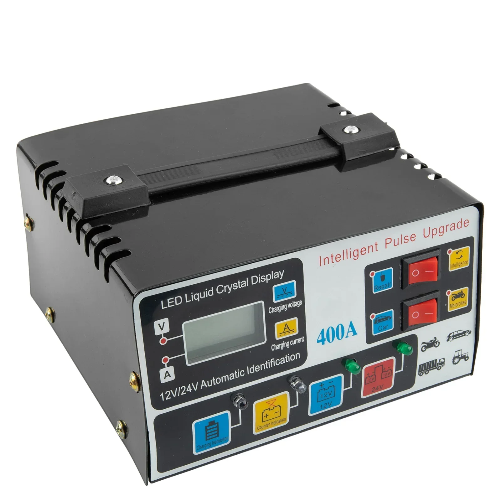 

Good Quality Battery Charger English Manual 12V /24V 2pcs/Kit 50-60Hz 7-8A Good Insulation High Frequency Pulse