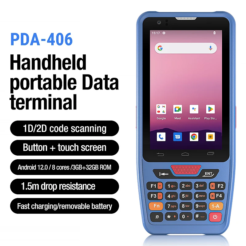 Qun Suo PDA406 Android 12.0 3GB RAM 32GB ROM Warehouse Inventory Scanner 2D Barcode Google Compatible Mobile Data Terminal