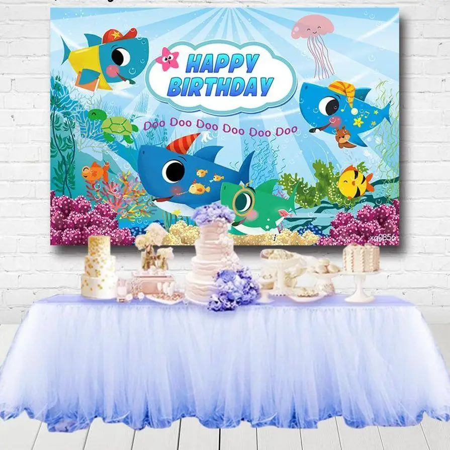 

Under The Sea Shark Theme Photography Backgrounds Boys Baby Shower Birthday Party Backdrop Custom Photocall