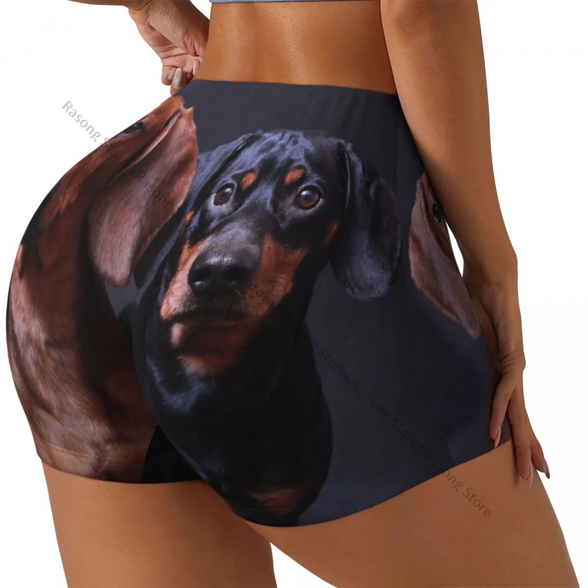 Women's Yoga Shorts Cute Dachshund Dogs Scrunch Booty Butt Lifting Comfort Fitness Gym