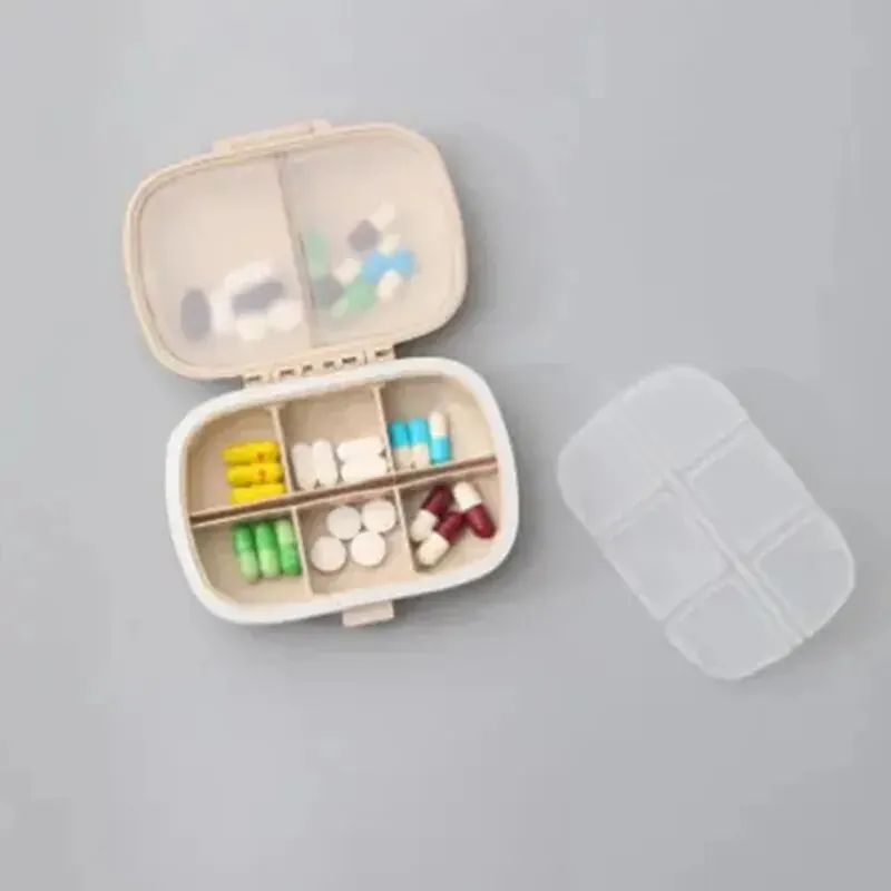 Portable 8 Compartment Sealed Pill Box Moisture Resistant Dispensing Pill Box One Week Travel Pill Dispensing Pill Box