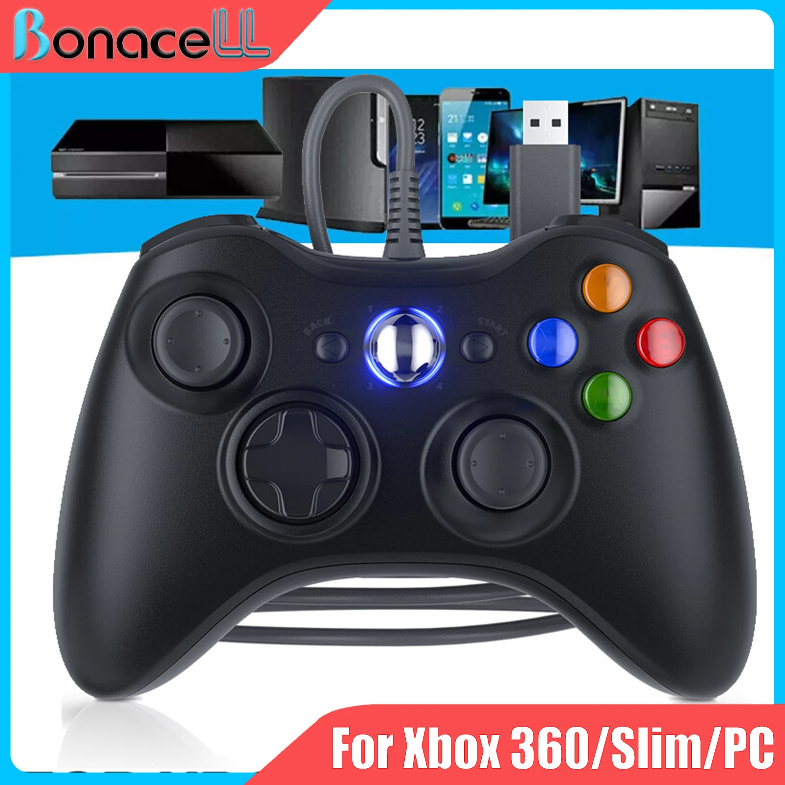 

Wired Controller For Xbox 360/Slim Gaming Joystick 2.4G Wireless Remote Control Gamepad 6-axis Dual Vibration Video Game Handle