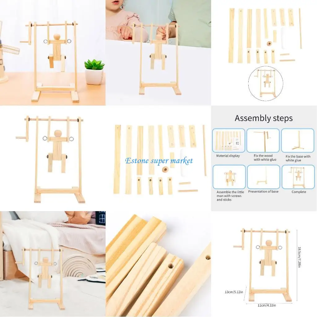 090B Puzzle 3D in legno Strumento meccanico Puzzle in legno Giocattolo scientifico centrifuga