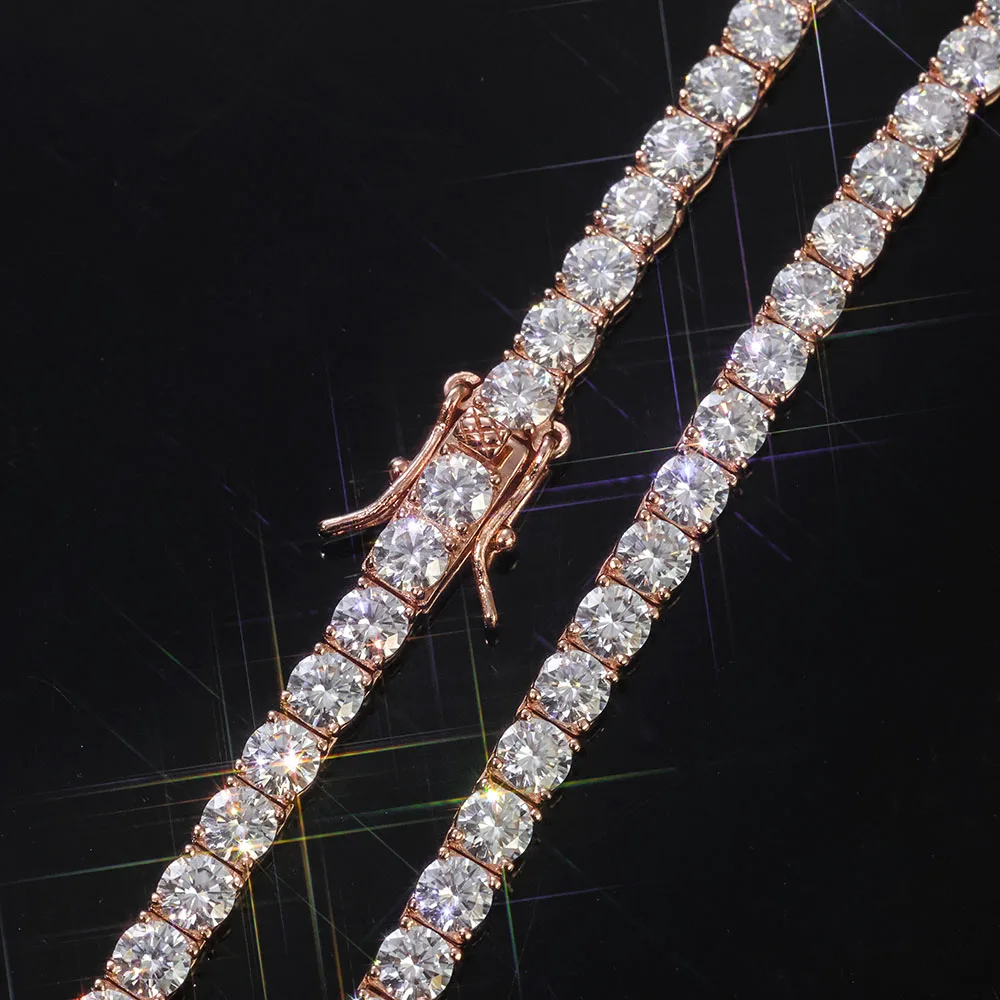 ESKEEM VVS Moissanite Tennis Bracelet Women Iced Out Round Brilliant Cut 925 Silver Rose Gold Plated Jewelry Gift for Party view 5