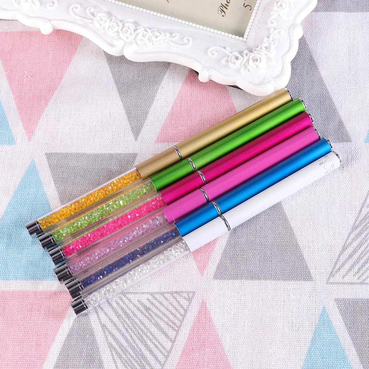 6 ชิ้นแปรงขนตาเกลียวพร้อมก้าน Rhinestone มาสคาร่าแปรงตา Applicator แปรงต่อขนตา (สีขาว + กุหลาบแดง + ทอง +