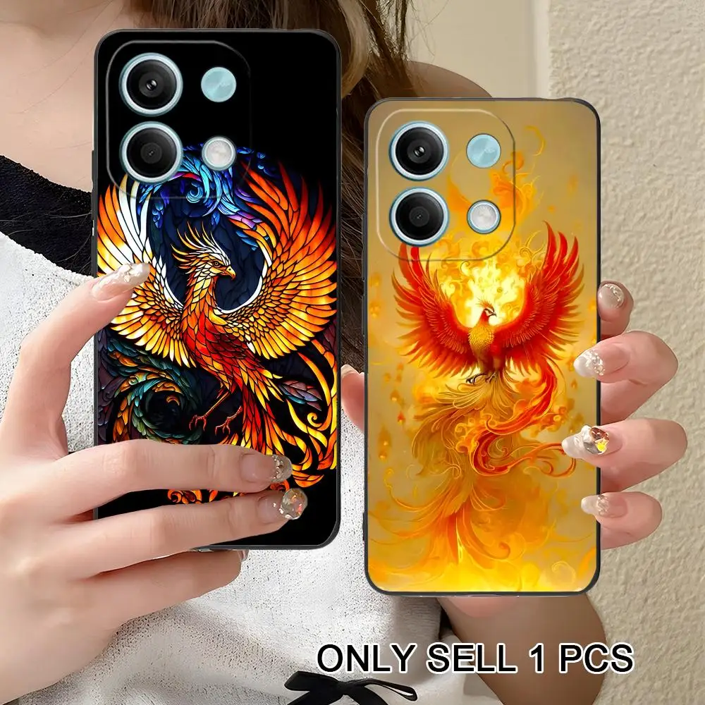 

Luxury Phoenix Phone Case for Xiaomi Redmi Note 15 14 13 12 11 S Pro Plus 4G 5G Soft TPU Shockproof Cover