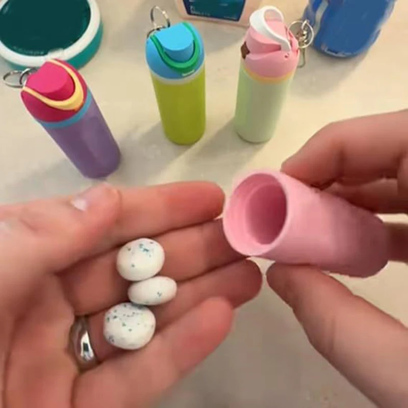 Creative Cute Bottle Key Chain Pendant 3d Printed Lip Balm Holder Bottle Key Chain Bag Decoration Craft Gift Keychain Car Gifts