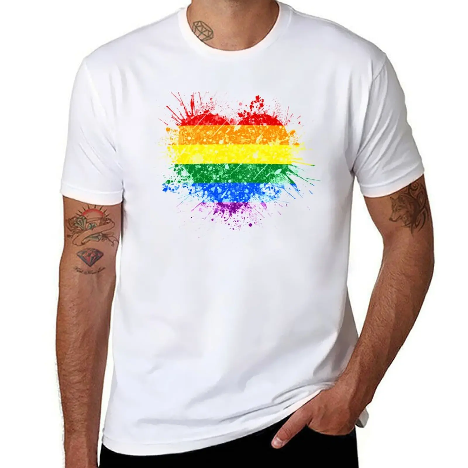

Rainbow Heart Pride T-Shirt man t shirt cotton high quality cotton t shirt man T-Shirt