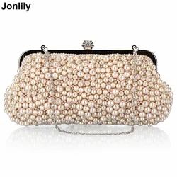 New Rose Beaded Women Evening Bags Day Clutch Purse Evening Bag Shell Design Handmade Wedding Bridal for Wedding