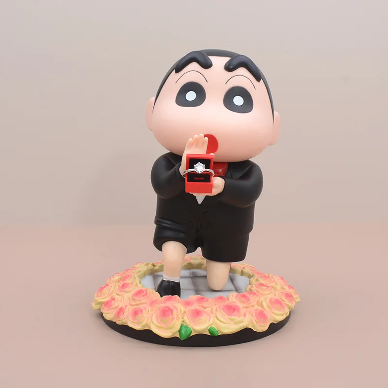 

19cm Crayon Shin-chan Figure Kawaii Propose Marriage Crayon Shin-chan Peripheral Series Car Collection Decor Anime Model Doll