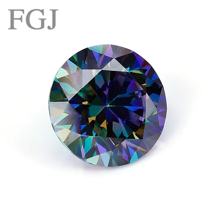 

New Moissanite Round Shape Imperial Purple Rainbow Green Color Available Gemstone for Jewelry Making with Certificate GRA Charms