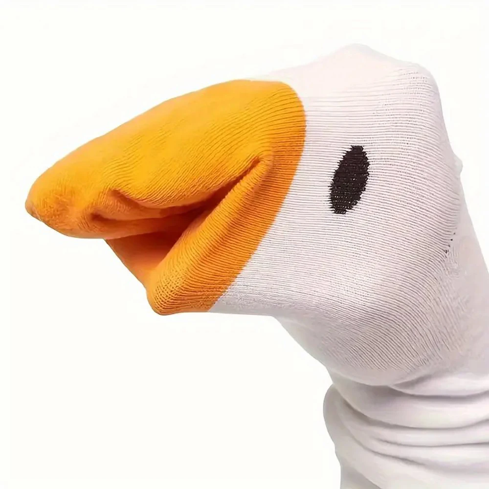 Calcetines deportivos divertidos de algodón con cabeza de ganso loco, calcetines informales creativos de animales felices para mujeres y hombres, universales