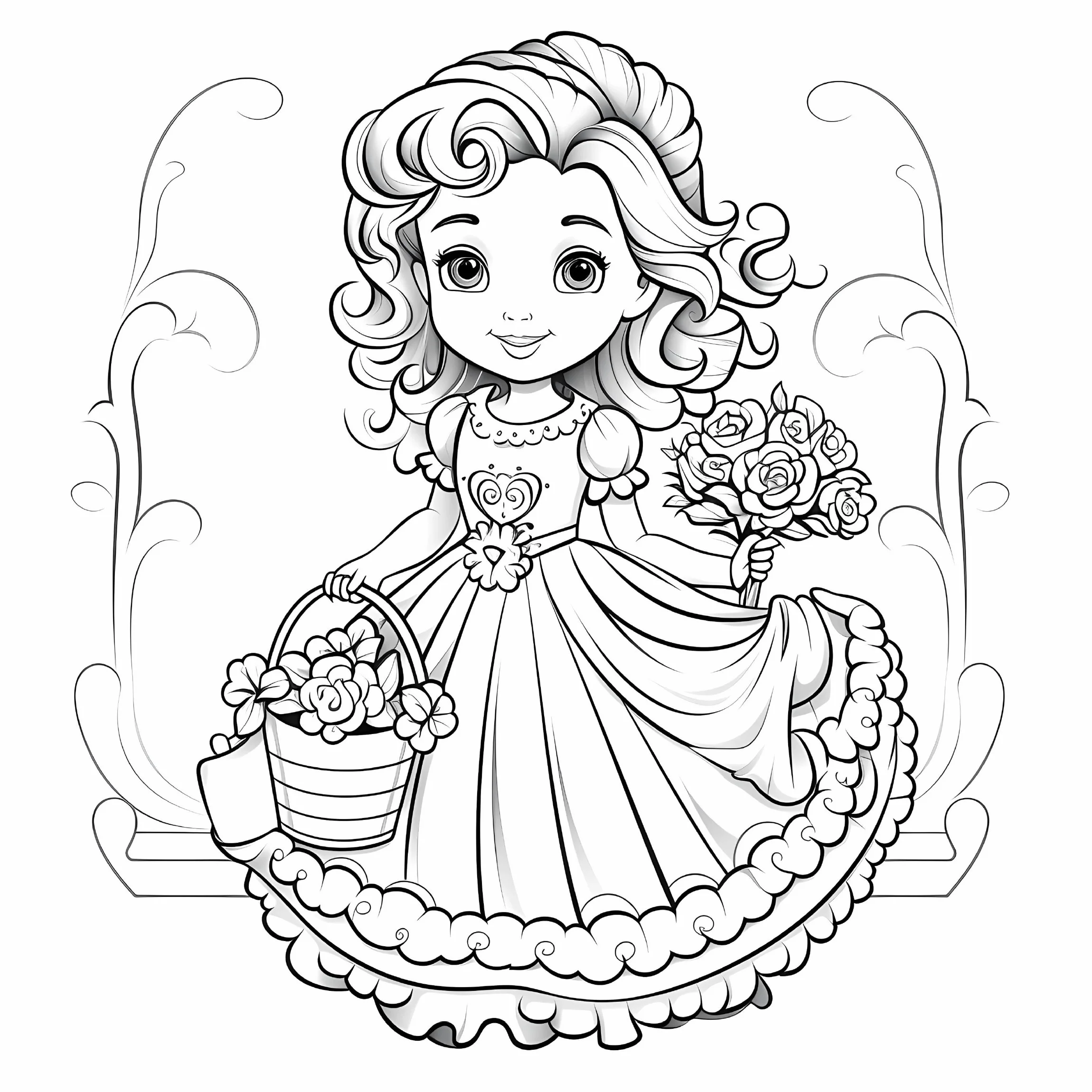 Beautiful Princess Coloring Book: Adult Picture Book for Creative Freedom with Charming Cartoon Characters