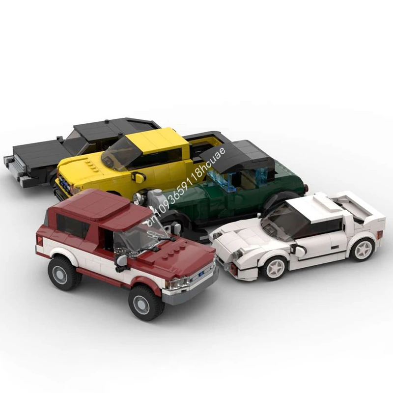 

1357 шт. MOC встроенный прочный комплект автомобилей, 2 комплекта из пяти транспортных средств, городские чемпионы, супер автомобиль, строительные блоки, рождественский подарок