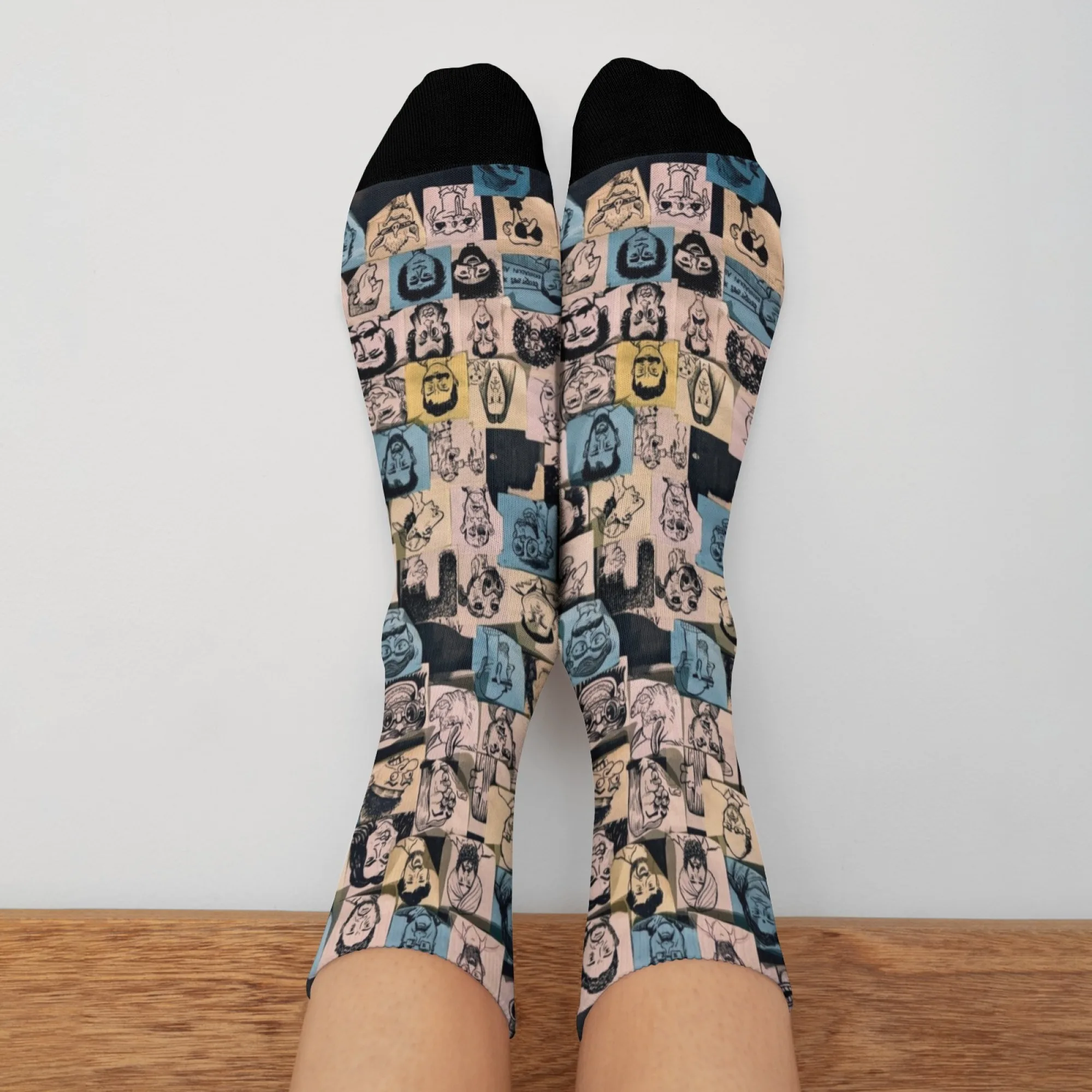 

Носки унисекс с разнообразными персонажами и портретами, коллажа, уникальный художественный дизайн, жирный для уличных эффектов и поп-культуры, фанатов