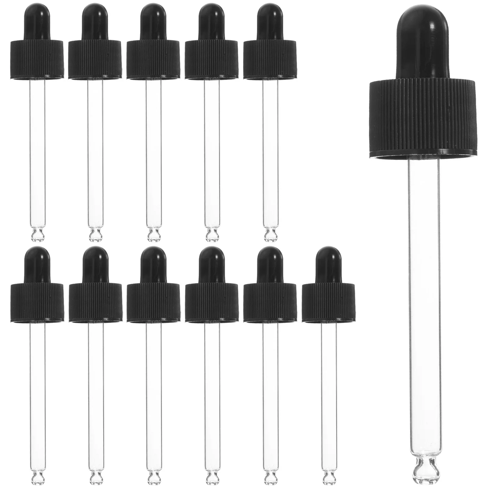 12개입 투명 유리 드로퍼, 에센셜 오일, 화장품, 스킨케어 및 야외용 고밀폐 방울방지 유리 드로퍼