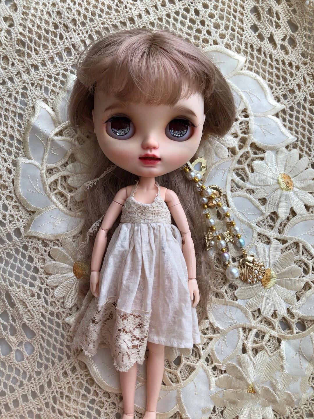 Four-piece set BJD Blythe Clothes Tea dyed pure lace skirt suit dress 1/6 30cm Dolls (Fit for Pullip,Ob24, Licca)