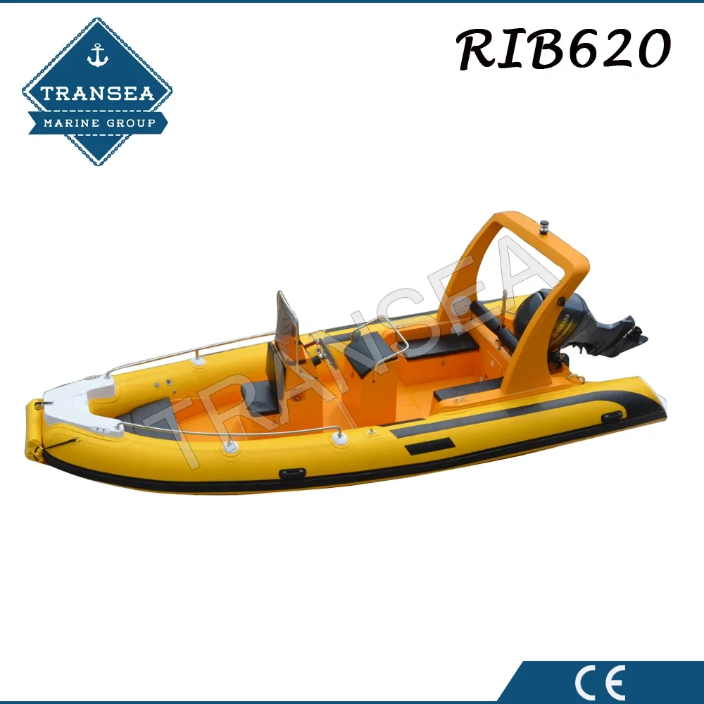 Factory Sale  6.2m Rib 620 Hypalon Large Fiberglass Outboard Inflatable Boat