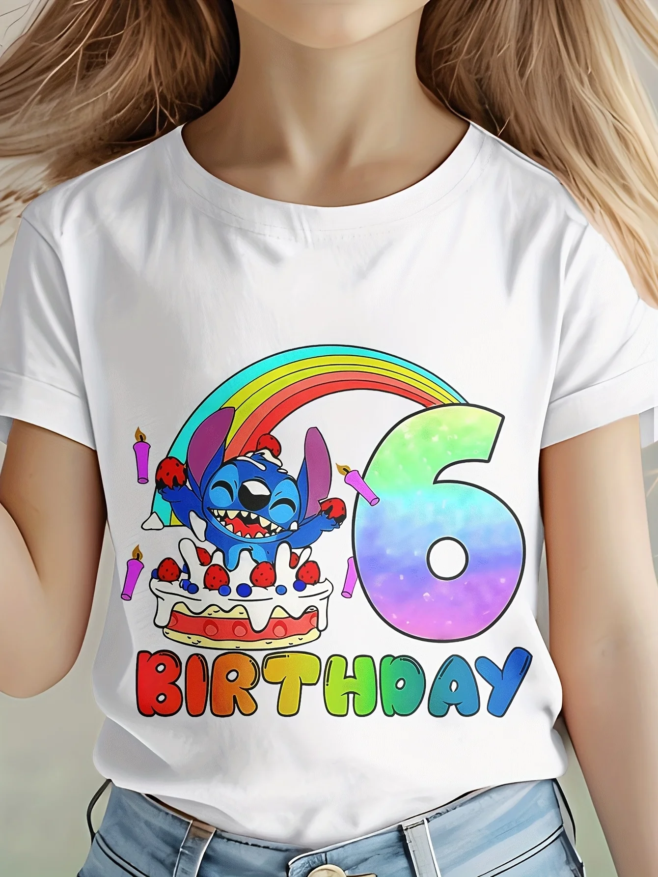 

Футболка на 6-й день рождения для девочек, хлопковые детские футболки с короткими рукавами, топы с героями мультфильмов Диснея, детская футболка, летняя детская одежда