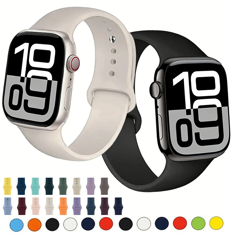 Bracelet pour Apple Watch, en Silicone, 44mm, 49mm, 46mm, 38mm, 40mm, 41, 42mm, bracelet de sport, iwatch série 11, 10, 9, 8, 7, 6, 5, SE, Ultra3