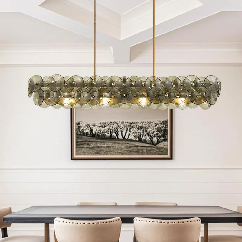 

Amber Green Clear Murano Glass Hanging Chandelier and G4 LED Pendant Light Modern Luxury for Home Decoration