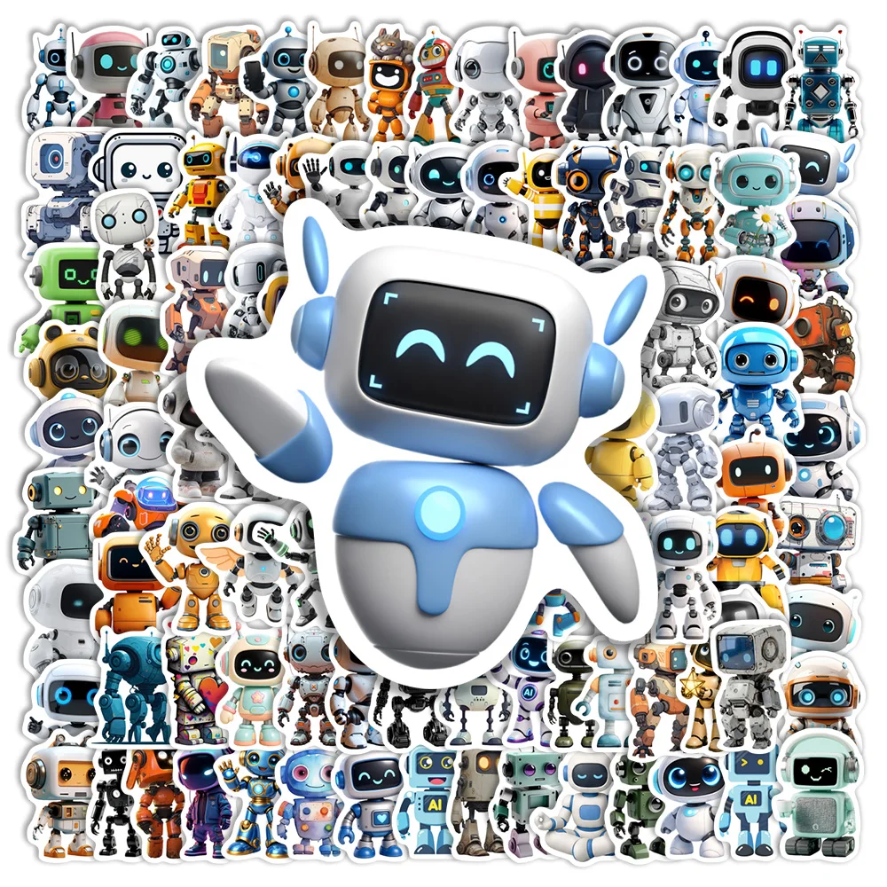 Cute Cartoon Robot Waterproof Vinyl Decal Stickers DIY Gift Toy for Scrapbook Laptop Luggage Journaling Diary Kids Gifts Toys