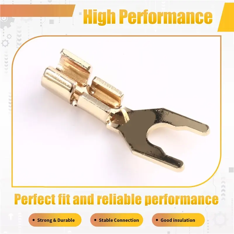 [AAAE 2026] Brass Gold Plated HIFI Speaker Y Spade Fork Wire Connectors- 10Pcs U Type Banana Plug Terminal Amplifier Sockets