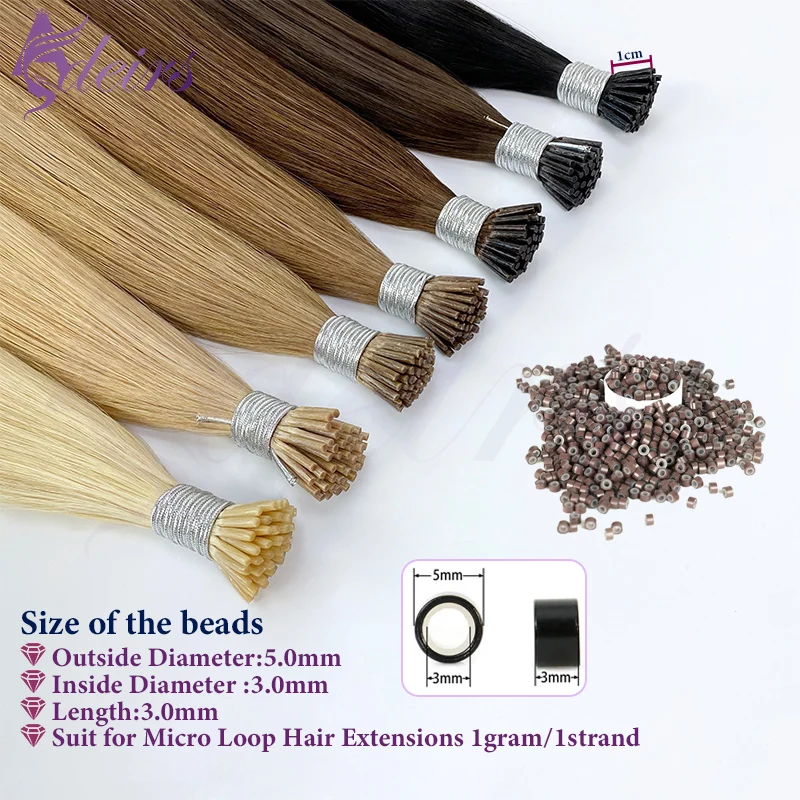 ADEIRS High Quality Straight I Tip Hair Extensions Natural 100% Real Human Fusion Keratin Capsule  Hair Extensions Thick End