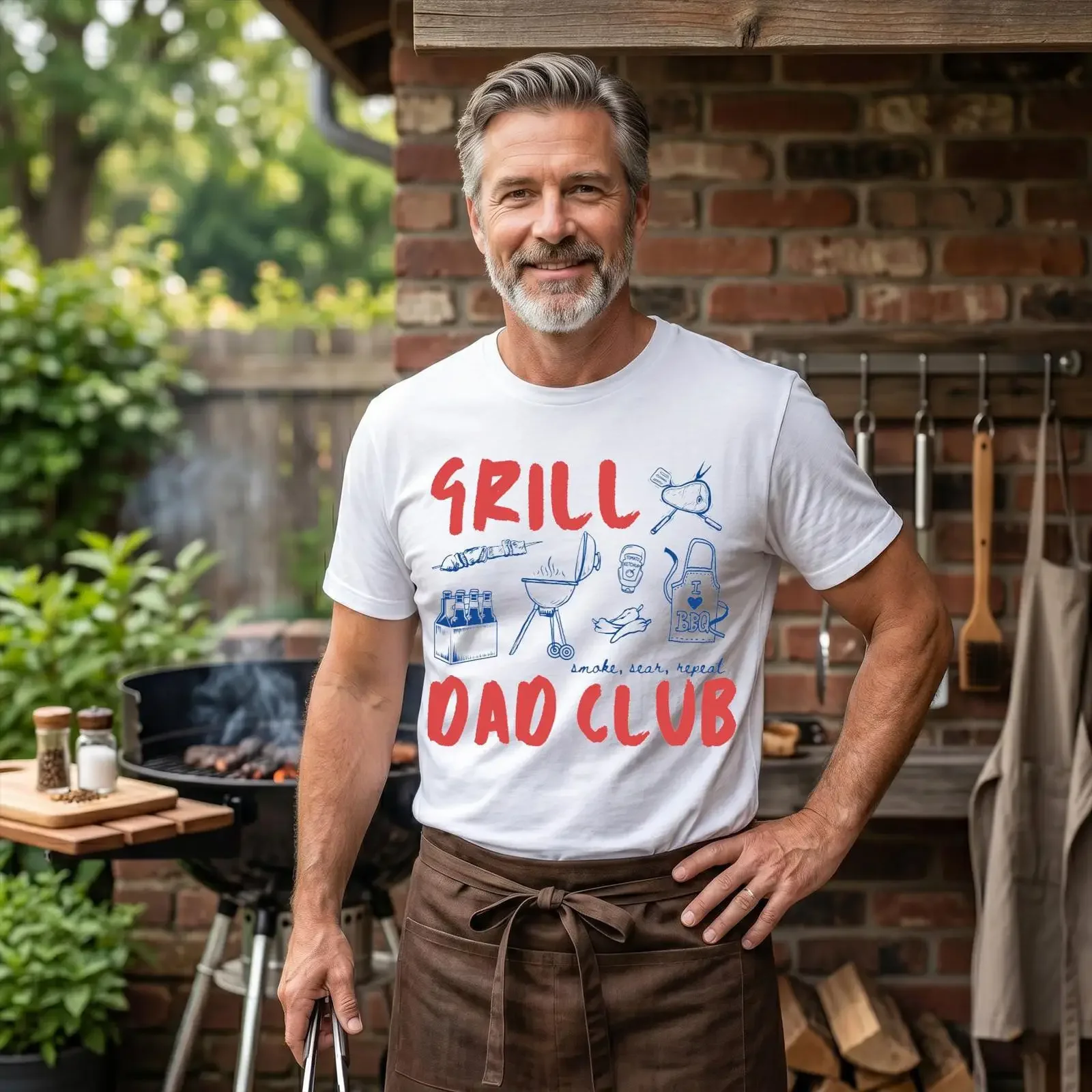Grill Dad T Shirt BBQ Dada Funny Fathers Day Meat Lover Party Daddy vintage Washed fashion homme Casual Slightly Soft
