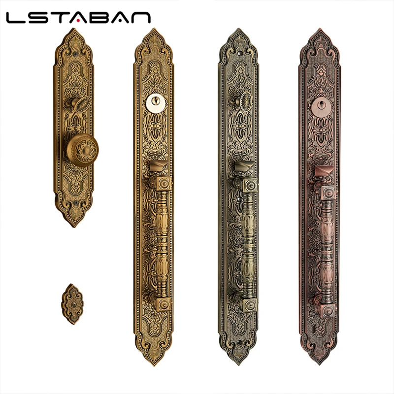 Bronze Luxury European style/ Villa Door Lock Security hotel door lock entry Double-open Folio Door Lock Solid Wood Door Lock