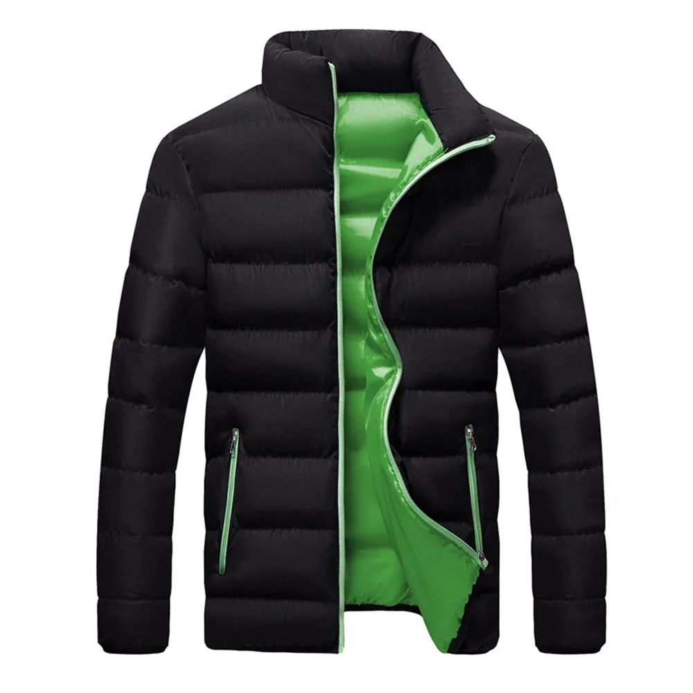 معطف قصير من القطن بياقة واقفة سميكة للرجال، سترة مبطنة دافئة للارتداء اليومي غير الرسمي في مواسم متعددة بمقاسات كبيرة