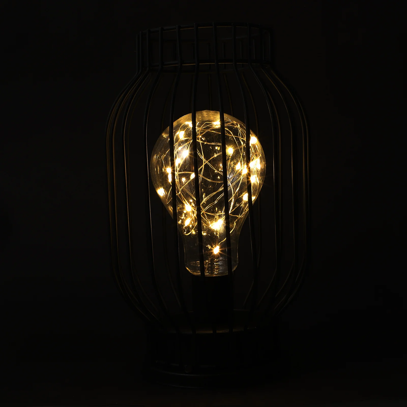 

1Pcs Wrought Iron Table Lamp Lantern USB Powered Vintage Style Industrial Desk Lamp Smooth Edges Safe Metal Lampshade Home