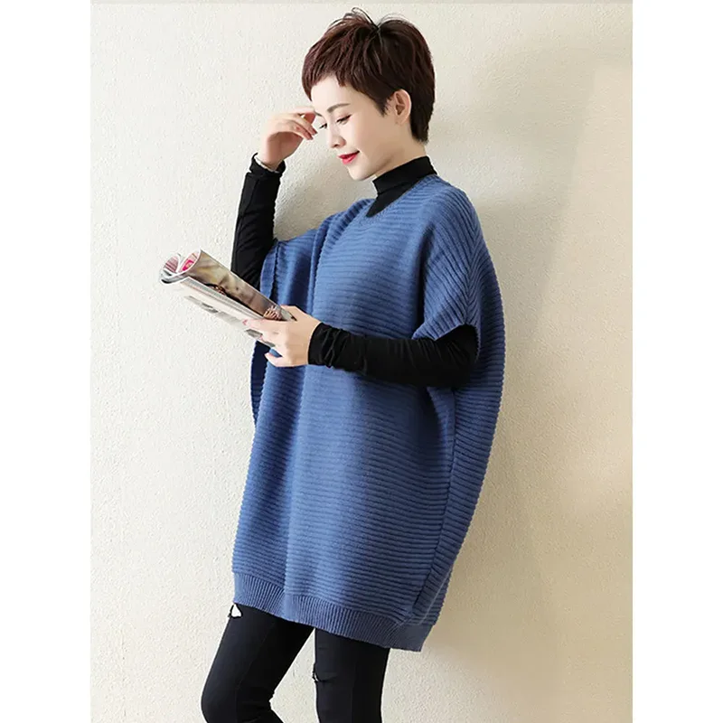 

Autumn Winter New Men And Women With The Same Loose Joker Lazy Wind Fashion Pullover Knitted Vest Sweater Tank Top Women's Dress