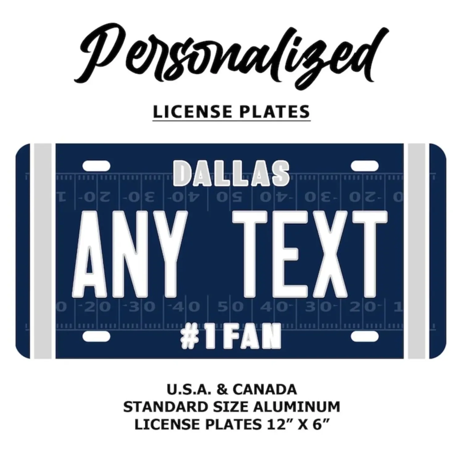 Personalisiertes Dallas Cowboys Aluminium-Nummernschild Amerikas Team Legendäres Gedenk-Auto-Wandschild zur Dekoration