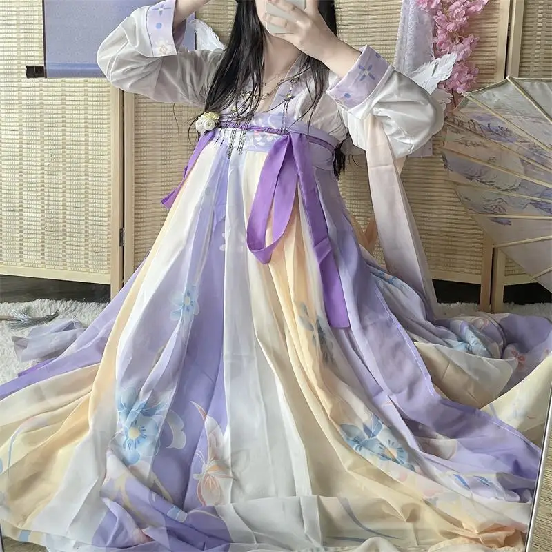 ‌ مجموعة هانفو 2025 - طراز سلالة تانغ، فستان نسائي أنيق، الزي الصيني التقليدي