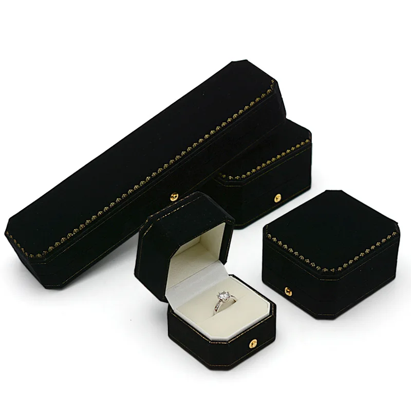 

Octagonal Velvet Jewelry Box High-end Wedding Ring Box Earrings Pendant Necklace Bracelet Storage Display Jewelry Organizer Box