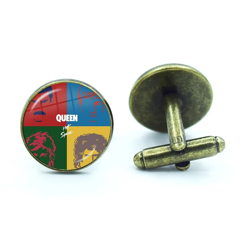 Queen Freddie Mercury Rock Star Glass Dome Shirt Cuff Links for Men Jewelry Accessories