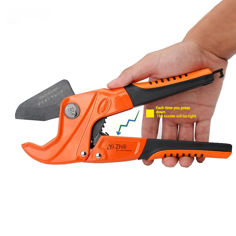 PVC/PPR Pipe Cutter Knife-Cut Scissors Cutting Range 36-63mm Scissors Pipe Cutter Ratchet Hose Cutting Hand Tools