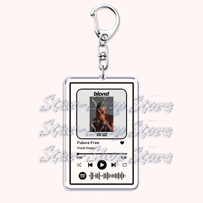 Frank Ocean Blonde Music Keychains for Women Accessories Bag Pink + White Be Yourself Ivy Playlist Code Keying Jewelry Fans Gift