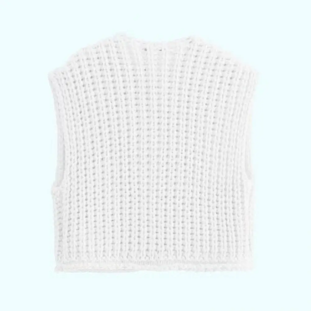 

Knitted Vest Dressy Knit Vest Trendy Women's Sleeveless Button Down Sweater Vest with Pockets V-neck Crochet Knit Cardigan Loose