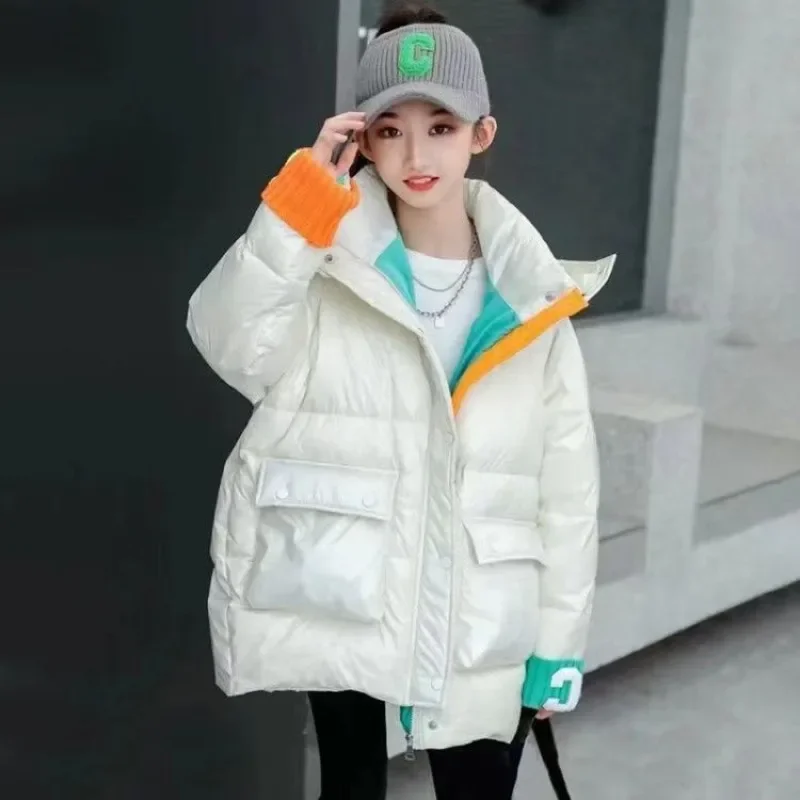 

Teens Kids Fashion Winter Jacket for Girls Coat Parka Snowsuit Bright Waterproof Outerwear6 8 10 12 14 Years Children's Clothing