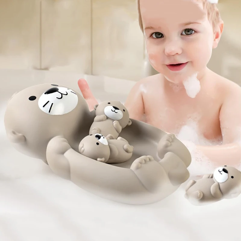 Baby Toys Animal Family Bath Toys Set for Kids Children Bathroom Pool Cognitive Floating Water Fun Soft Pinch and Play Bath Toys